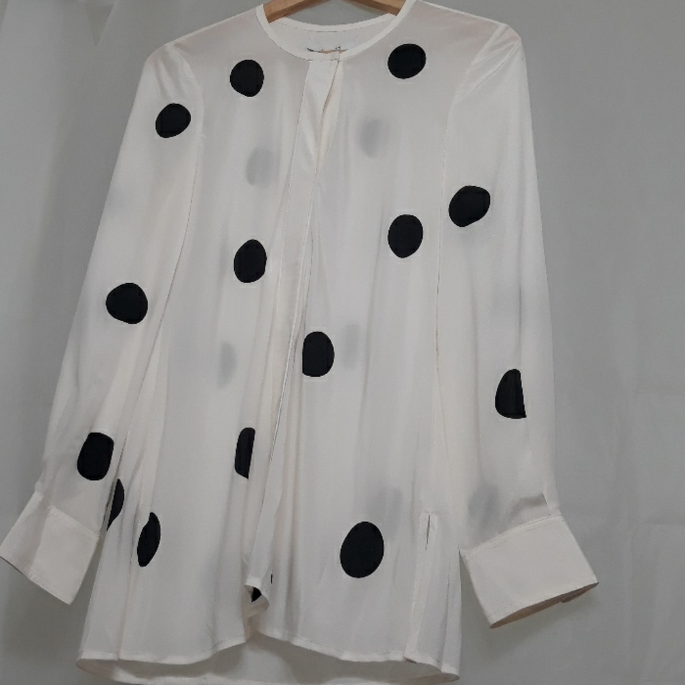 Derek Lam 10 Crosby Cream Black Polk a Dot Blouse
